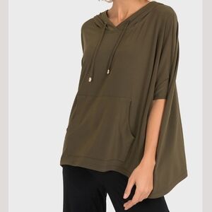 Joseph Ribkoff Khaki Hooded Top M